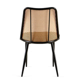 ZUN Black Rattan Dining Chairs Set of 2,Boucle Chairs with Natural Cane Back, Upholstered Dining Room W1164P218679