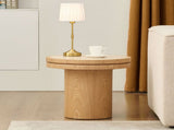 19.49 inch Round MDF Side Table Sintered Stone Tabletop for Living Room Bedroom Natural W876P460753