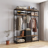 ZUN Independent wardrobe manager, clothes rack, multiple storage racks and non-woven drawer, bedroom 85887356