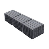 30 PCS Interlocking Deck Tiles Striped Pattern, 12" x 12" Square Light Gray Acacia Hardwood Outdoor 37935007