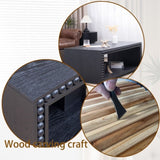 Black Beaded Edge Coffee Table 47.6" Rectangular Center Table with Open Storage Shelf, Modern W2729P309448