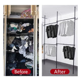 Double Clothing Rack, Adjustable Racks for Hanging Clothes, 2 Tier Clothes Heavy Duty Garment White 14683683