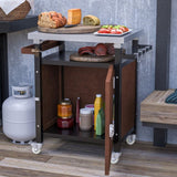 Outdoor Grill Cart with Stainless Steel Tabletop, Storage, Patio Kitchen Island with Wheels, Hooks, W1422P212119