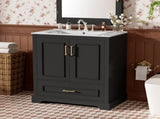 30" Bathroom Vanity with Sink, MDF and Solid Wood Frame, 1 Divider Drawer and 2 Soft-close Doors N729P321376B