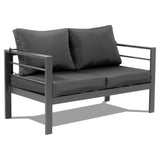 ZUN Love seat sofa Coffee table Grey frame dark grey cushion Aluminium frame sofa 21669719