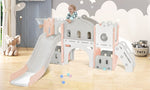 ZUN Kids Slide Playset Structure, Castle Climber with Slide and Basketball Hoop, Toy Storage Organizer 90870378