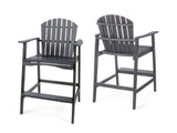 Outdoor Acacia Wood Adirondack Barstools, Set of 2, Dark Gray 61680.00DGRY