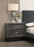 Bedroom Furniture Rustic Grey Oak Simple 1pc Nightstand 2-Drawers Bed Side Table Solidwood B011P248055