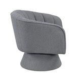 1pc Modern Swivel Accent Chair Dark Gray Boucle Upholstery Solid Wood Foam Seat Cushion Unique Style B011P308016