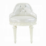 Ivory Swivel Vanity Chair with Tufted Back B062P209153