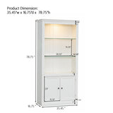 78.75'' Tall Display Shelves with 5 Colors Adjustable LED Ceiling Light, Retro-style Bookcases with N845P263122W