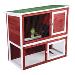 ZUN Wood Rabbit Hutch, Pet Playpen with 2 Stories, Ramp, Doors, Pull-out Tray, Water Bottle, Outdoor W2181P153136