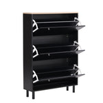 ZUN ON-TREND Narrow Design Shoe Cabinet 3 Flip Drawers, Wood Grain Pattern Top Entryway Organizer WF308731AAB