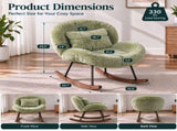 25.59"W x 33.66"D x 29.53"H Indoor Plush Rocking Chair, Soft Fluffy Lounge Rocker with White Metal 96056141