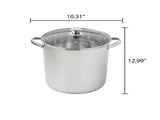 Stainless Steel 12-Quart Stock Pot with Glass Lid, Induction Compatible, Stainless Steel, Dishwasher 36422178