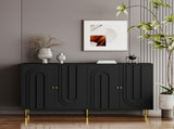 Modern Black Lacquered 4 Door Wooden Cabinet Sideboard Buffet Server Cabinet Storage Cabinet, for W1435P228914