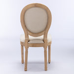 ZUN A&A Furniture,French Style Solid Wood Frame Antique Painting Linen Fabric Back Dining Chair,Set of W1143141070