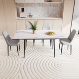 47"-63" expandable dining table set for 2-6 people, equipped with PU fabric thick cushioned dining 60768478