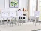 A set of 2 white vintage crocodile bar chairs, featuring crystal clasp design and synthetic W3875P383095