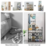 ZUN 5-Tier Shoe Rack Shoe Storage Organizer, Freestanding Coat and Shoe Rack, 25-30 Pairs Shoe Shelf for 09234507