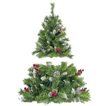 ZUN Pre-lit Xmas Tree Artificial Christmas 4-Piece Set,Garland, Wreath and Set of 2 Entrance Trees X-mas 96959275