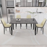 55.12-70.87" expandable rectangular dining table that can accommodate 4-6 people, equipped with 4 PU 82775852