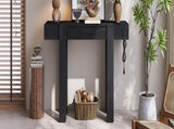 TREXM Rustic Minimalist Console Table with Hidden Drawer, Side Power Outlet,Wood Entryway Table for N715P361518B