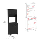 Della 60 Kitchen Pantry with Countertop, Closed & Open Storage -Black B07091840
