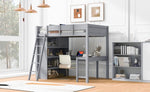 ZUN Full Size Loft Bed with Desk and Shelf - Gray 55051044