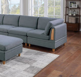 Living Room Furniture Armless Chair Steel Color Dorris Fabric 1pc Cushion Armless Chair Wooden Deco B01147402