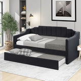 Upholstered Twin Daybed with Trundle,Black 46562591