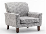 Patterned Polyester Blend Armchair, Solid Birch Wood Frame with Brown Tapered Legs, Foam Padded 18107990