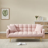 69 Inch Sofa Bed Pink with Adjustable Teddy Sofa for Small Space Living Room and Bedroom W3356P298524