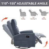 Manual Recliner Chair with Rocker and Swivel in Fabric for Living Room, Blue Grey W3224P289274
