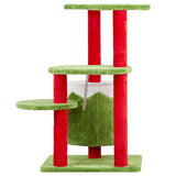 32in Christmas Themed Cat Tower with Cat Condo, 3-Level Plush Cat Tree Activity Center for Indoor 55157586