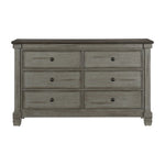 ZUN Transitional-Rustic Style Coffee and Antique Gray 6-Drawer Dresser 1pc Flat Knobs Classic Bedroom B011P240233