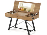 Flip-Top Mirror Vanity Desk 38", 2 AC Outlets USB Type-C Charging Station Makeup Table Computer Desk 76044667