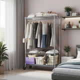 Heavy Duty Garment Rack on Wheels, Rolling Freestanding Closet Organizer and Clothes Rack for T3651P367664