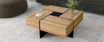 ZUN Unique Design Coffee Table with 4 Hidden Storage Compartments, Square Cocktail Table with Extendable 93568646