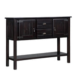 48'' Solid Wood Sideboard Console Table with 2 Drawers and Cabinets and Bottom Shelf, Retro Style W1202P263636
