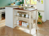 Solid Wood Rustic 45" Stationary Kitchen Island, Rubber Wood Butcher Block Dining Prep WF285472AAD