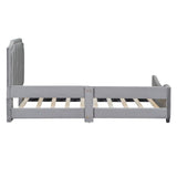 Twin Size Upholstered Daybed with Classic Stripe Shaped Headboard, Gray WF308905AAE