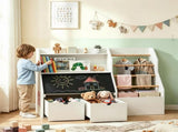Kids Toy Storage Organizer with Flip Chalkboard, Rolling Drawers & Hanging Rods, Rounded Edge 16852452