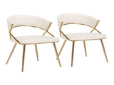 Jie Glam Dining Chair in Gold Steel and Cream Velvet by - Set of 2 B202P223581