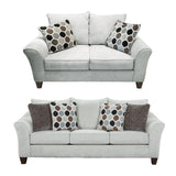 ZUN Camero Fabric Pillowback 2-Piece Living Room Set, Sofa and Loveseat, Silver T2574P195443