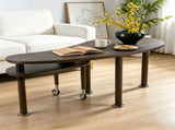 360 degree rotatable coffee table with walnut color wood grain OAK veneer tabletop for living room, W2899P372751