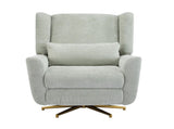 Power Recliner Chair Swivel,Boucle Upholstered 360&deg Swivel Recliner with gold 5 star base-light N771P298185L