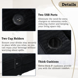 86.5" Oversized Loveseat Chaise Lounge Sectional Sofa Bed Corduroy Sleeper Sofa with USB Ports , N719P232602B