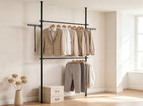Floor to Ceiling Tension Clothes Rack No Drill Heavy Duty Carbon Steel Garment Organizer, Adjustable 50120366