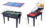 ZUN 5-in-1 Multi-Game Table - Billiards, Push Hockey, Foosball, Ping Pong, and Basketball black/red W465P164155